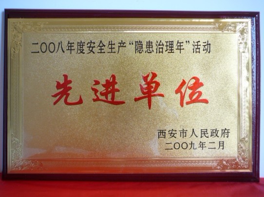 2009年2月，被西安市人民政府評(píng)為2008年度安全生產(chǎn)“隱患治理年”活動(dòng)先進(jìn)單位